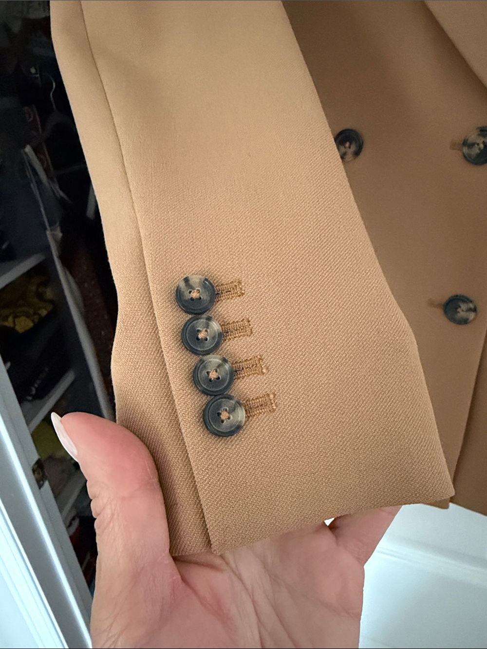 WILFRED Double Breasted Blazer Margaux Blazer Size 4 Classic Camel Color ARITZIA - Picture 5 of 6